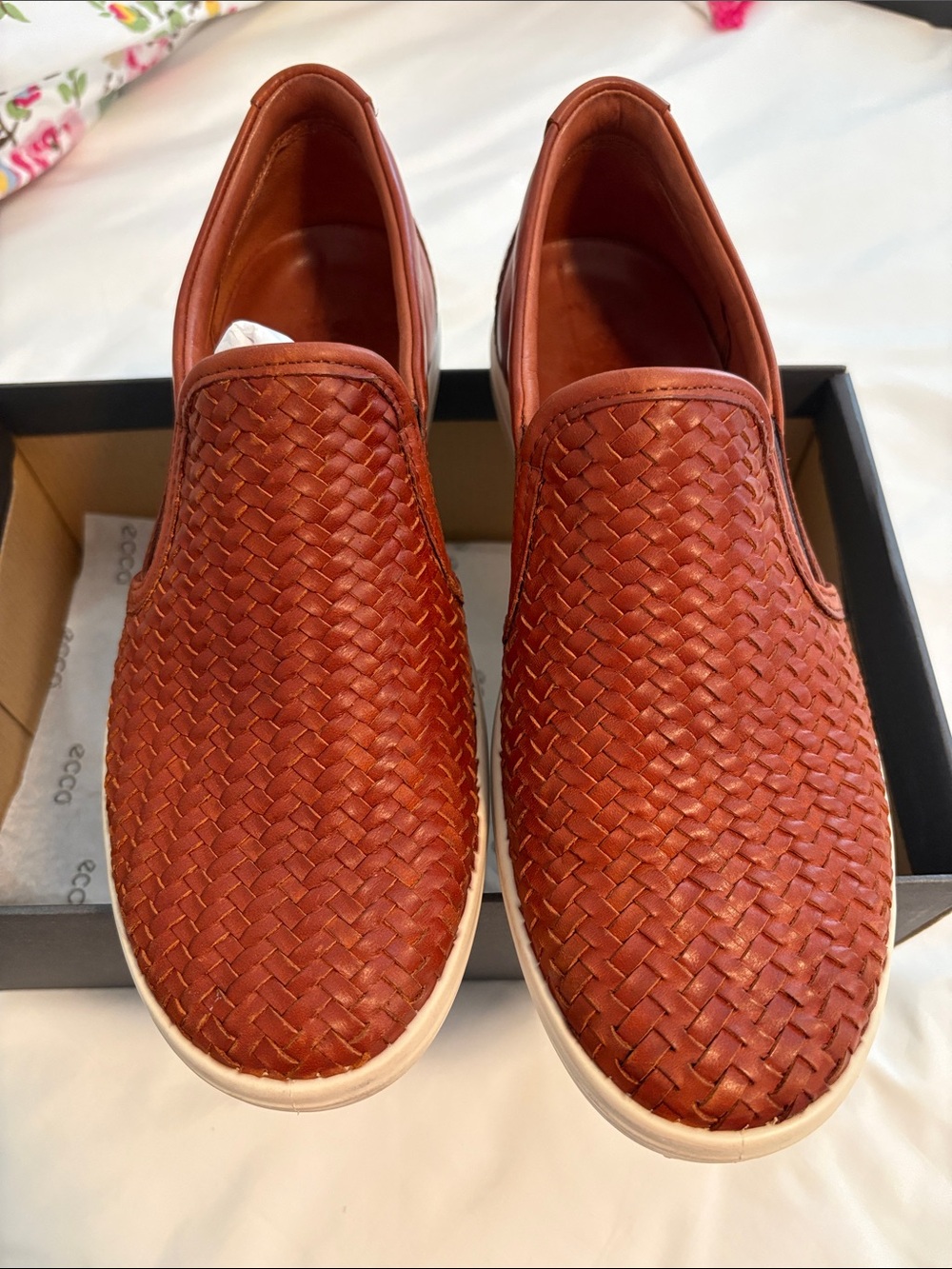 Ecco Womens Woven Slip-On Loafers